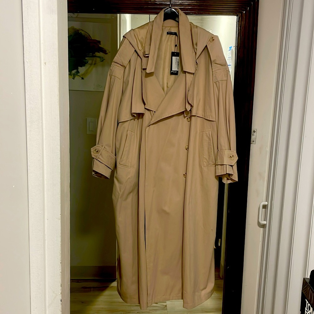Nasty Gal Collection oversized cotton trench coat in US (12), UK (16).